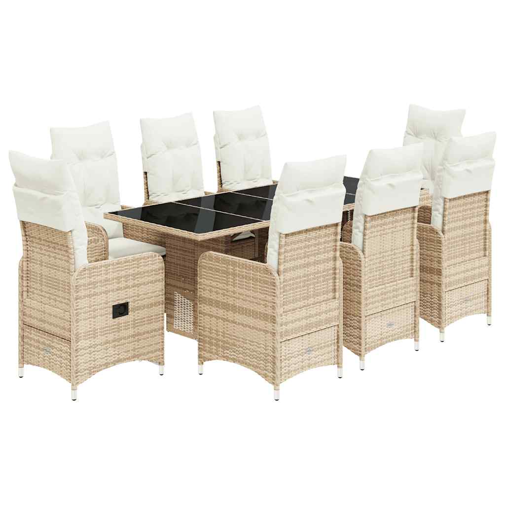Set da Bistrò da Giardino 9 pz con Cuscini Beige in Polyrattan | homemem39