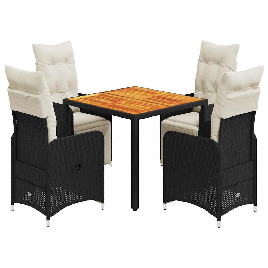 Set Bistrò da Giardino 5 pz con Cuscini in Polyrattan Nero | homemem39