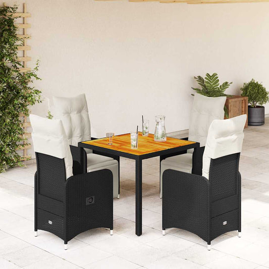 Set Bistrò da Giardino 5 pz con Cuscini in Polyrattan Nero - homemem39