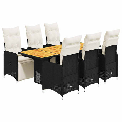 Set da Bistrò da Giardino 7 pz con Cuscini Nero in Polyrattan | homemem39