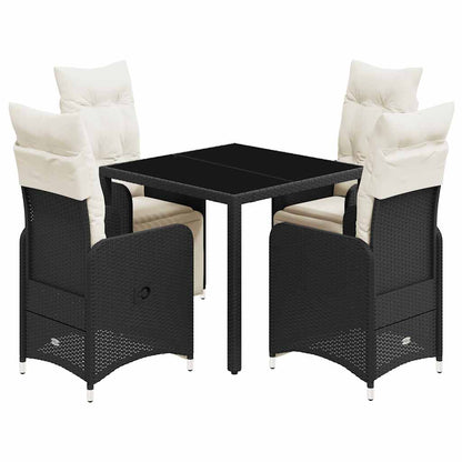 Set Bistrò da Giardino 5 pz con Cuscini in Polyrattan Nero - homemem39