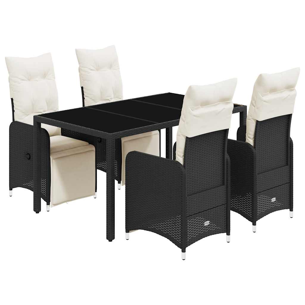 Set Bistrò da Giardino 5 pz con Cuscini in Polyrattan Nero | homemem39