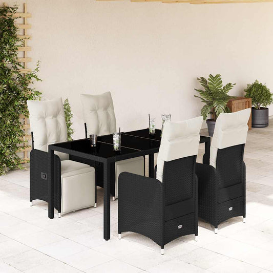 Set Bistrò da Giardino 5 pz con Cuscini in Polyrattan Nero - homemem39