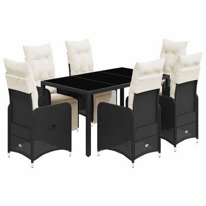 Set da Bistrò da Giardino 7 pz con Cuscini Nero in Polyrattan | homemem39