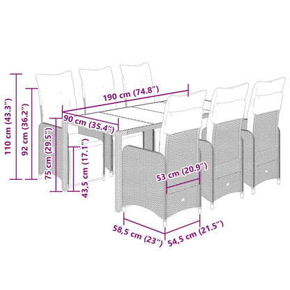 Set da Bistrò da Giardino 7 pz con Cuscini Nero in Polyrattan | homemem39
