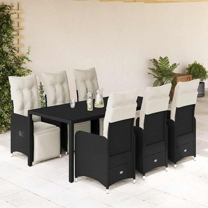 Set da Bistrò da Giardino 7 pz con Cuscini Nero in Polyrattan | homemem39