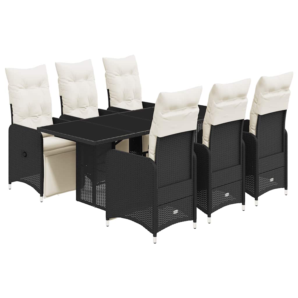 Set da Bistrò da Giardino 7 pz con Cuscini Nero in Polyrattan | homemem39