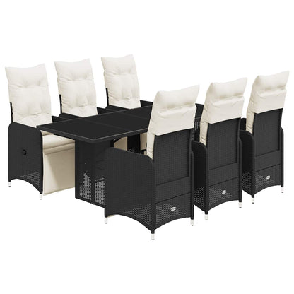 Set da Bistrò da Giardino 7 pz con Cuscini Nero in Polyrattan | homemem39