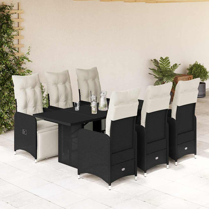 Set da Bistrò da Giardino 7 pz con Cuscini Nero in Polyrattan | homemem39
