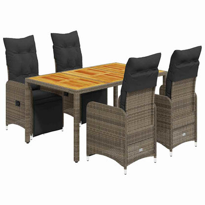 Set Bistrò da Giardino 5 pz con Cuscini in Polyrattan Grigio | homemem39