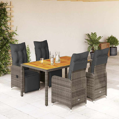 Set Bistrò da Giardino 5 pz con Cuscini in Polyrattan Grigio | homemem39