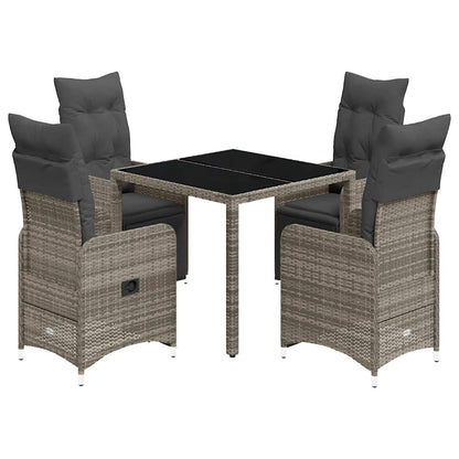 Set Bistrò da Giardino 5 pz con Cuscini in Polyrattan Grigio