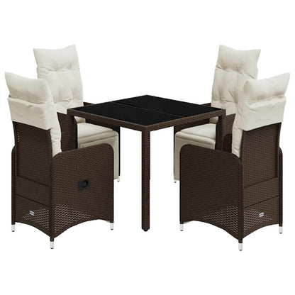 Set Bistrò da Giardino 5 pz con Cuscini in Polyrattan Marrone | homemem39
