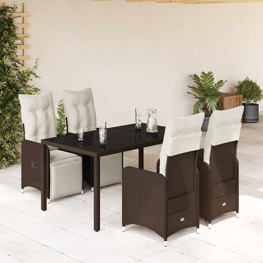 Set Bistrò da Giardino 5 pz con Cuscini in Polyrattan Marrone | homemem39