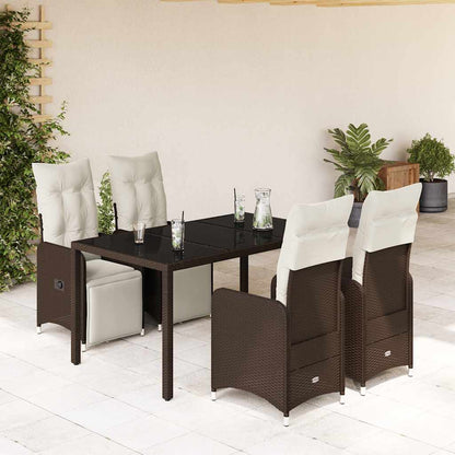 Set Bistrò da Giardino 5 pz con Cuscini in Polyrattan Marrone | homemem39