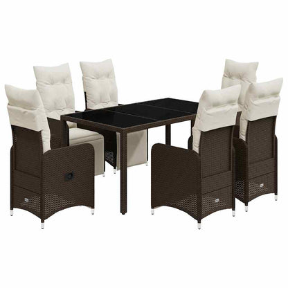Set Bistrò da Giardino 7 pz con Cuscini in Polyrattan Marrone | homemem39