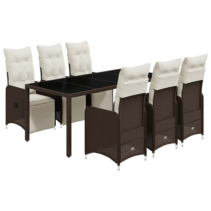 Set Bistrò da Giardino 7 pz con Cuscini in Polyrattan Marrone | homemem39