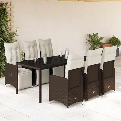 Set Bistrò da Giardino 7 pz con Cuscini in Polyrattan Marrone | homemem39