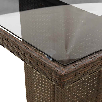 Set Bistrò da Giardino 7 pz con Cuscini in Polyrattan Marrone