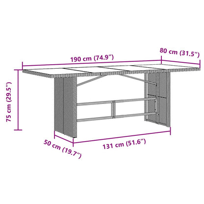 Set Bistrò da Giardino 9 pz con Cuscini in Polyrattan Marrone