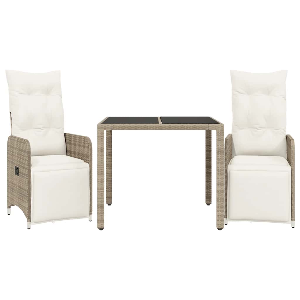 Set Bistrò da Giardino 3 pz con Cuscini in Polyrattan Marrone | homemem39