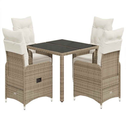 Set Bistrò da Giardino 5 pz con Cuscini in Polyrattan Marrone | homemem39