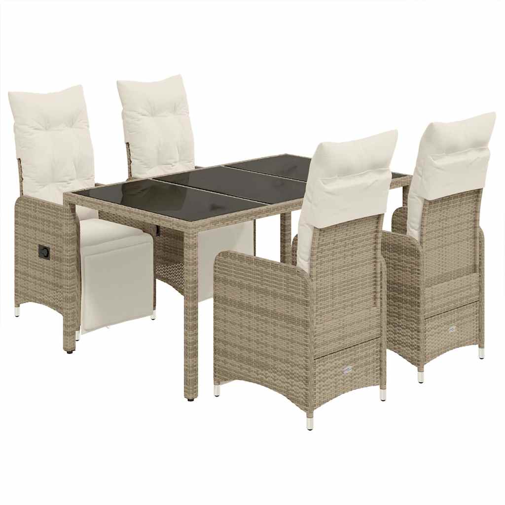 Set Bistrò da Giardino 5 pz con Cuscini in Polyrattan Marrone | homemem39