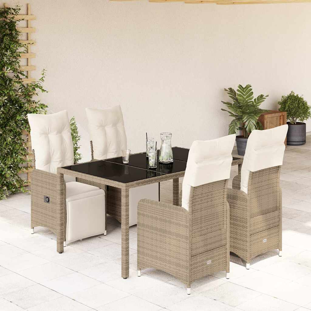 Set Bistrò da Giardino 5 pz con Cuscini in Polyrattan Marrone | homemem39