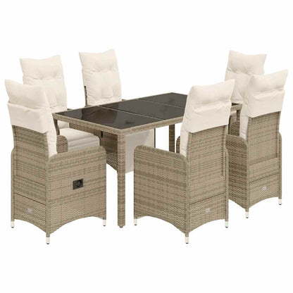 Set Bistrò da Giardino 7 pz con Cuscini in Polyrattan Marrone | homemem39