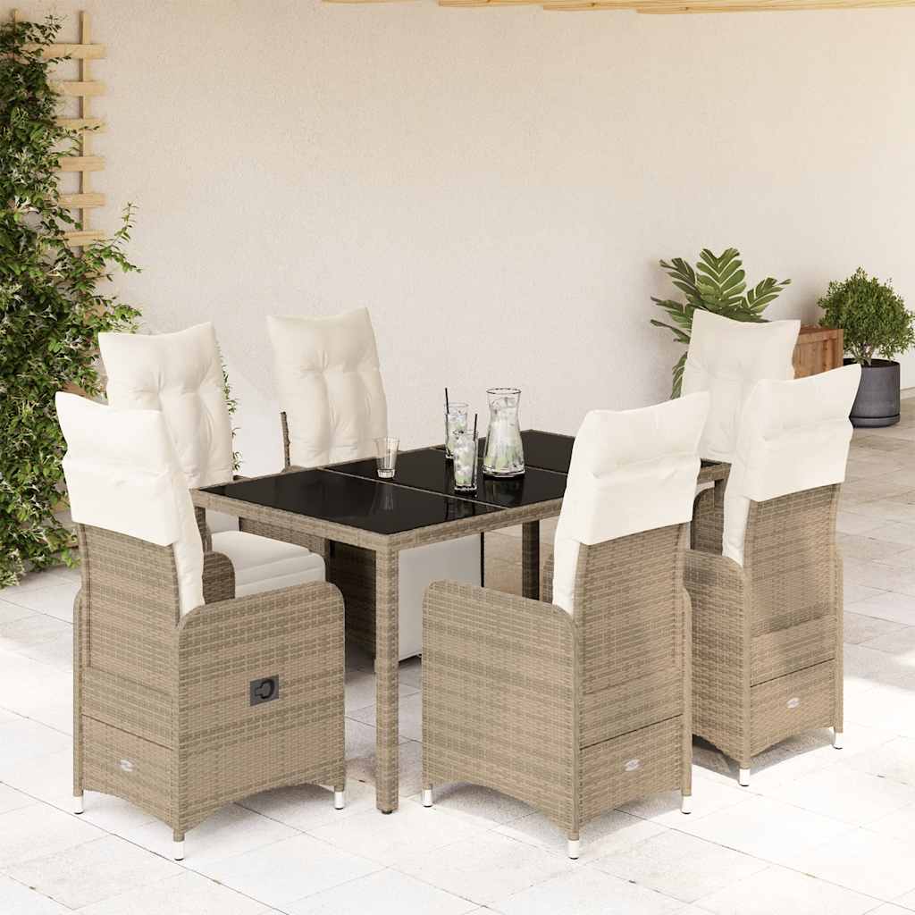 Set Bistrò da Giardino 7 pz con Cuscini in Polyrattan Marrone | homemem39