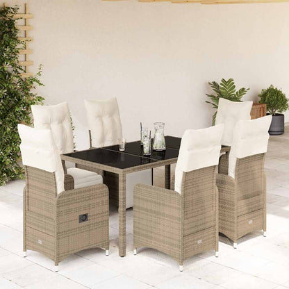 Set Bistrò da Giardino 7 pz con Cuscini in Polyrattan Marrone | homemem39
