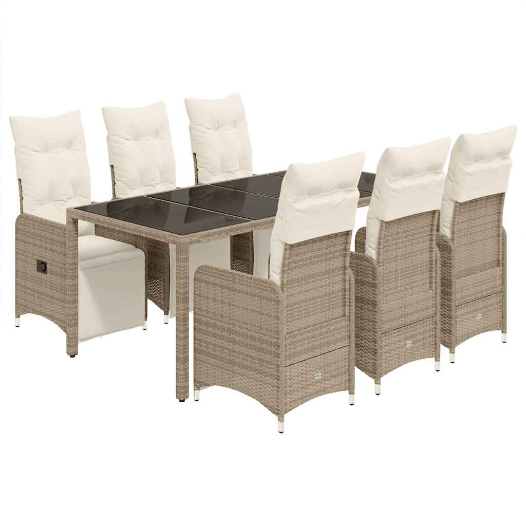 Set Bistrò da Giardino 7 pz con Cuscini in Polyrattan Marrone | homemem39