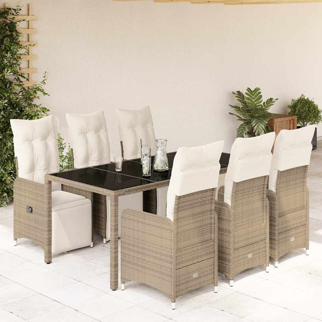 Set Bistrò da Giardino 7 pz con Cuscini in Polyrattan Marrone | homemem39