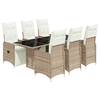 Set Bistrò da Giardino 7 pz con Cuscini in Polyrattan Marrone | homemem39
