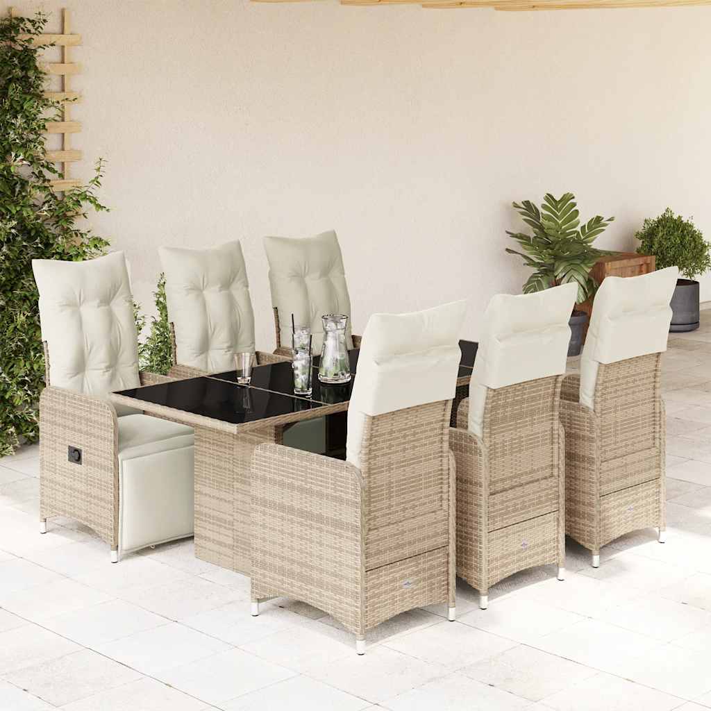 Set Bistrò da Giardino 7 pz con Cuscini in Polyrattan Marrone | homemem39