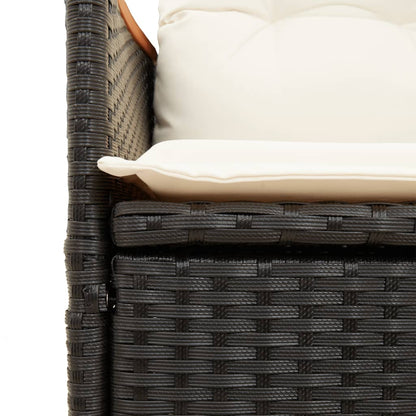 Set Bistrò da Giardino 9 pz con Cuscini in Polyrattan Nero