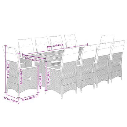 Set da Bistrò da Giardino 11 pz con Cuscini Nero in Polyrattan | homemem39