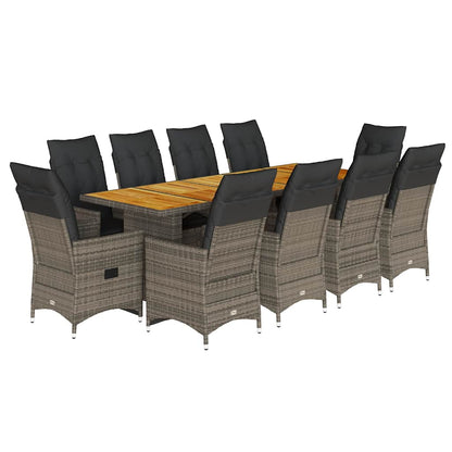 Set Bistrò da Giardino 11 pz con Cuscini in Polyrattan Grigio | homemem39