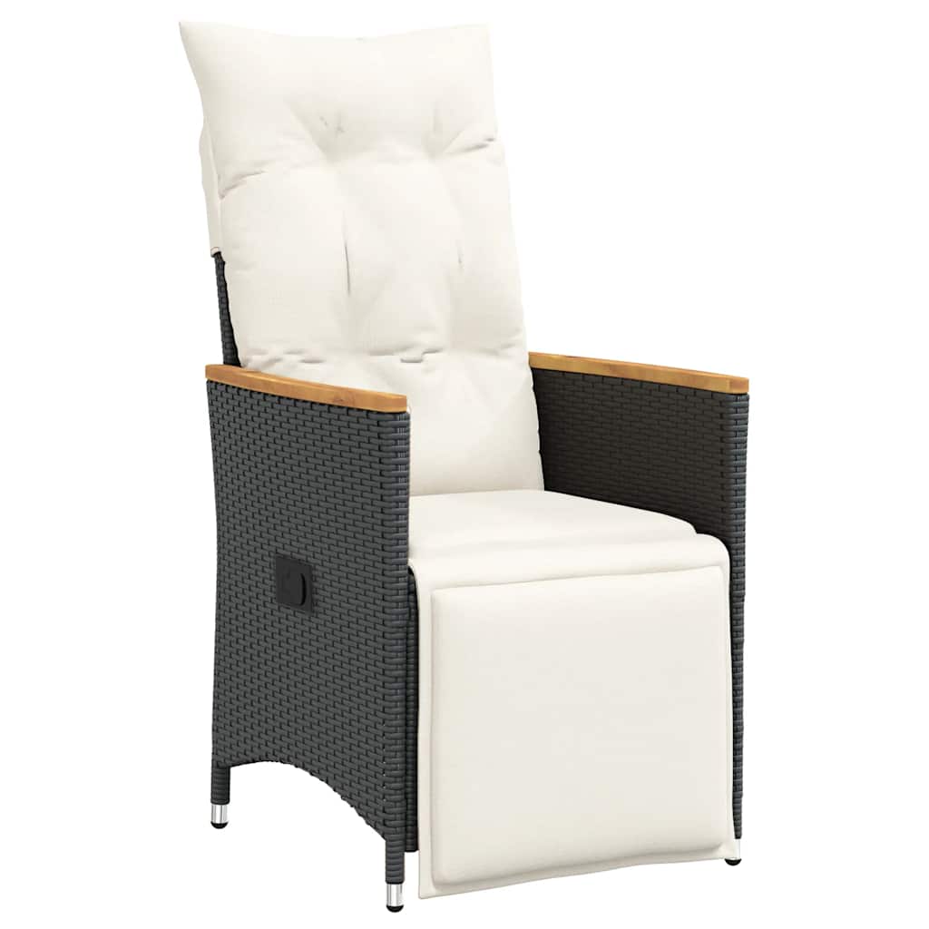 Set Bistrò da Giardino 9 pz con Cuscini in Polyrattan Nero | homemem39