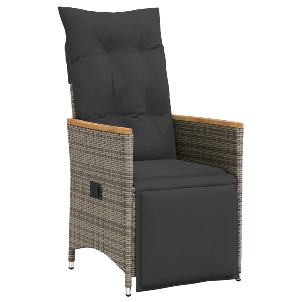Set Bistrò da Giardino 9 pz con Cuscini in Polyrattan Grigio | homemem39
