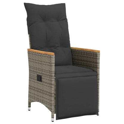 Set Bistrò da Giardino 9 pz con Cuscini in Polyrattan Grigio | homemem39