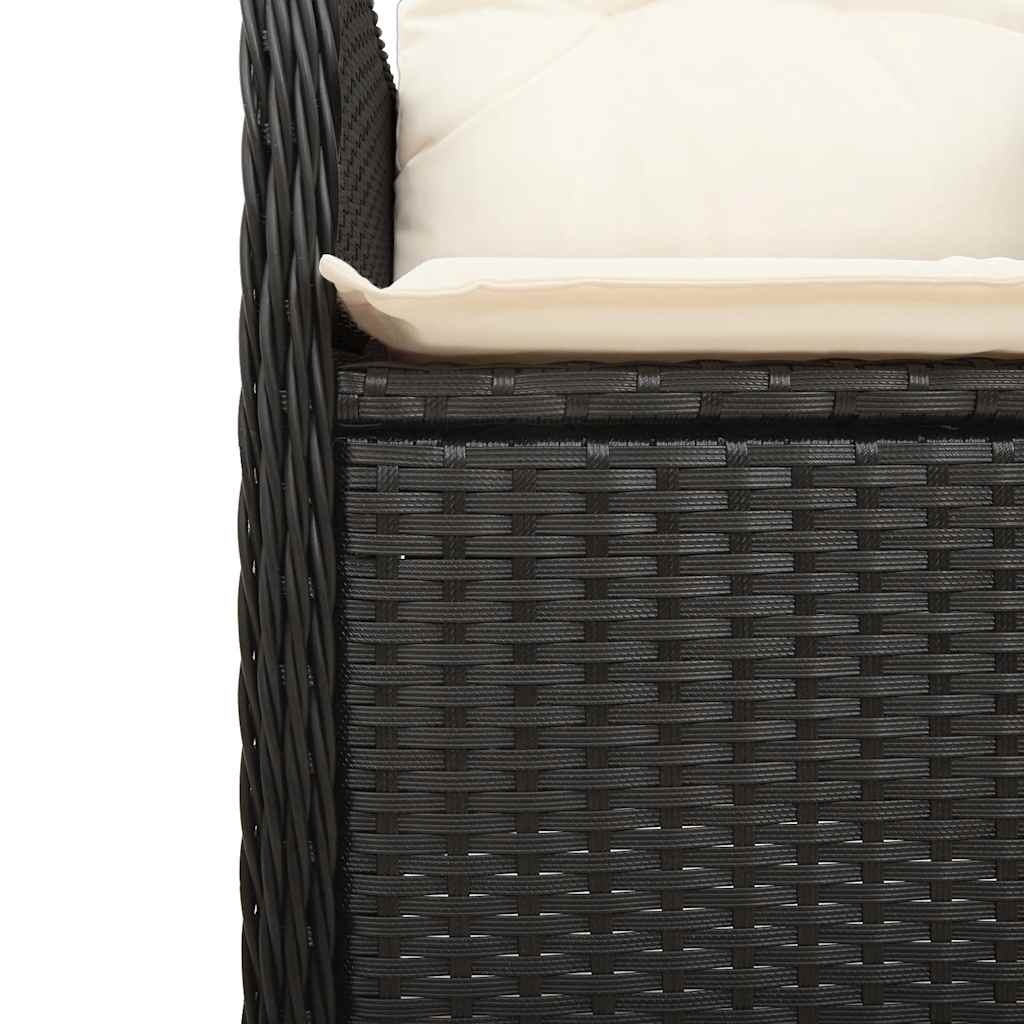 Set da Bistrò da Giardino 11 pz con Cuscini Nero in Polyrattan