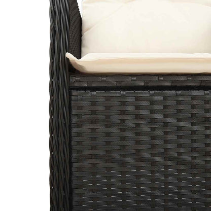 Set da Bistrò da Giardino 11 pz con Cuscini Nero in Polyrattan
