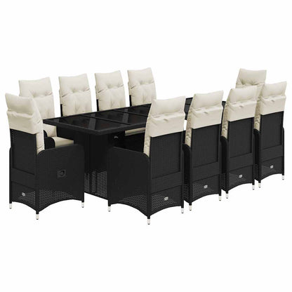 Set da Bistrò da Giardino 11 pz con Cuscini Nero in Polyrattan | homemem39