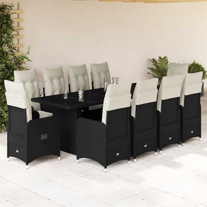 Set da Bistrò da Giardino 11 pz con Cuscini Nero in Polyrattan | homemem39