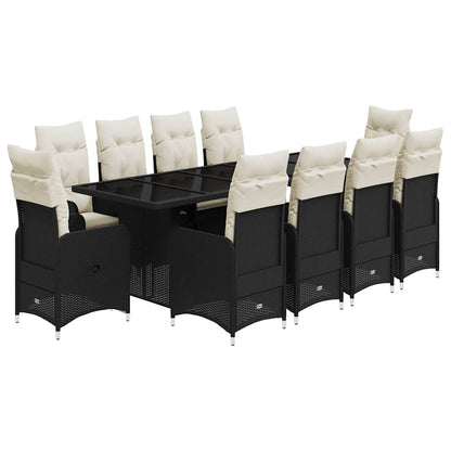 Set da Bistrò da Giardino 11 pz con Cuscini Nero in Polyrattan | homemem39