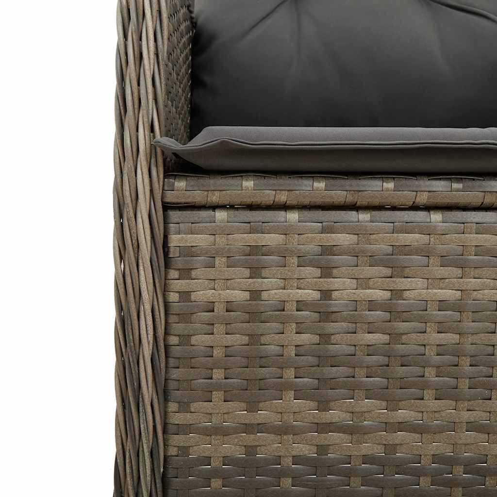 Set Bistrò da Giardino 9 pz con Cuscini in Polyrattan Grigio | homemem39