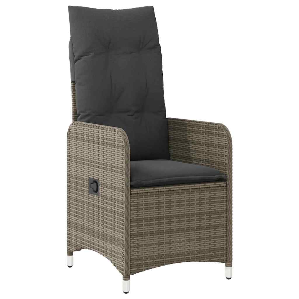 Set Bistrò da Giardino 11 pz con Cuscini in Polyrattan Grigio