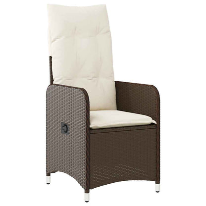 Set Bistrò da Giardino 11 pz con Cuscini in Polyrattan Marrone