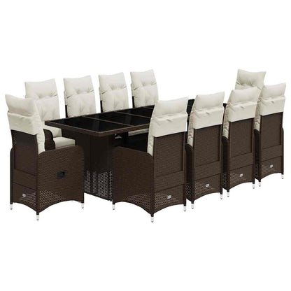 Set Bistrò da Giardino 11 pz con Cuscini in Polyrattan Marrone | homemem39